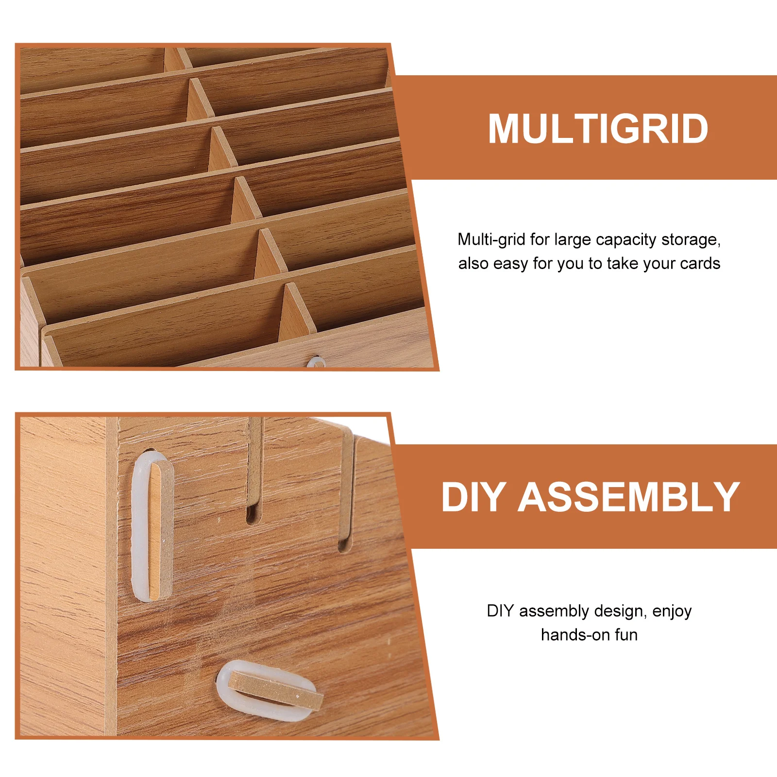 

Multi grid Compartments Card Multi Grid Card Box Storage Box Wooden ganizer Brown For Cards Small Items File Folder