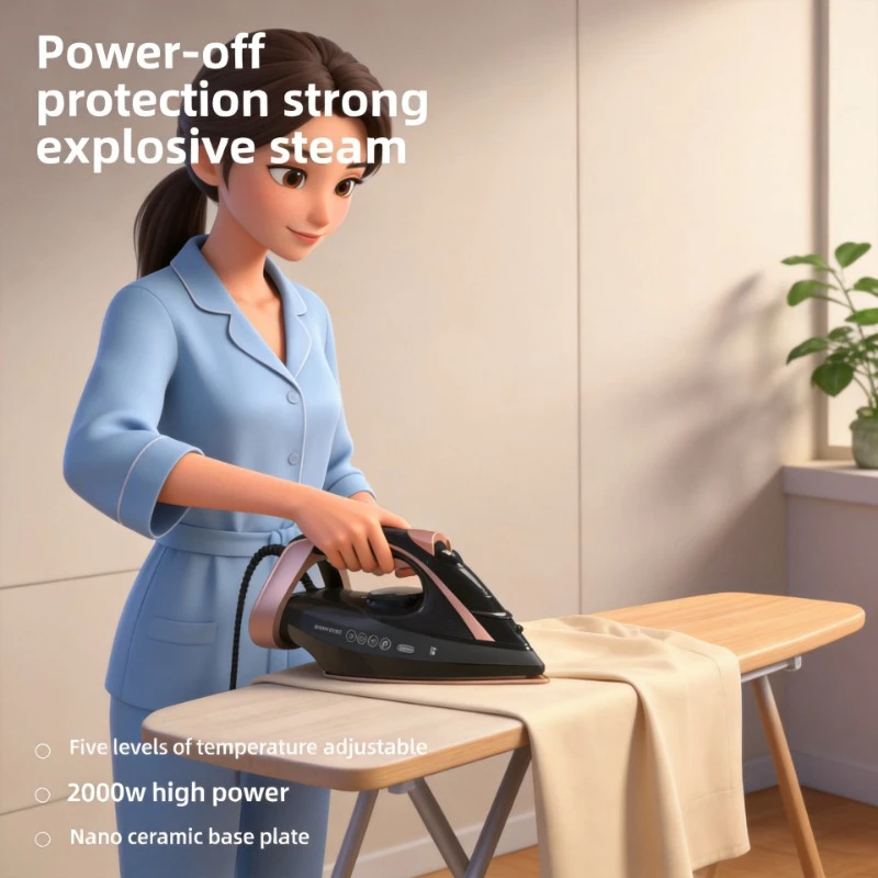 High 2000 W Por Steam Iron Wet Dry Use Garment Wrinkle Remover Appliance