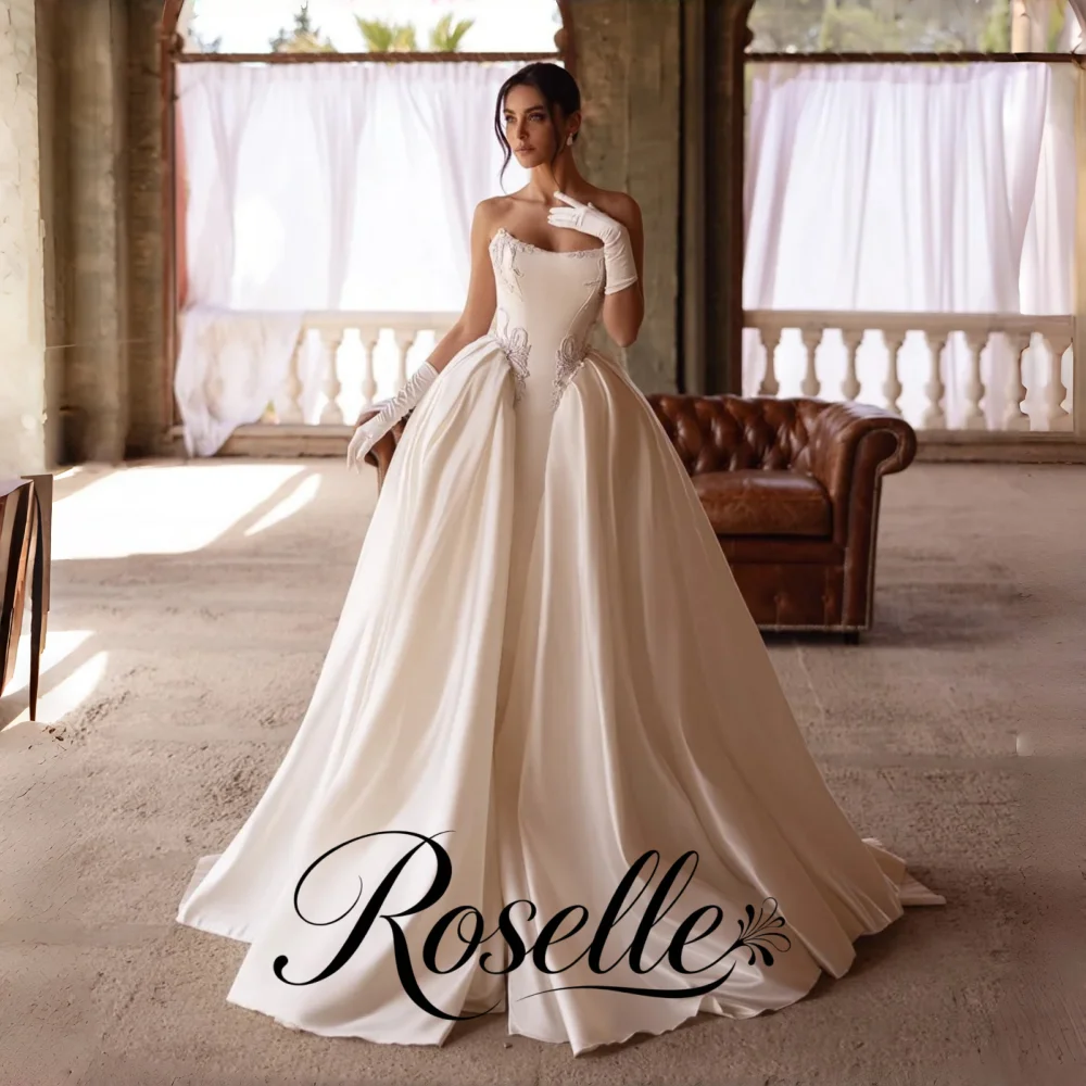 ROSELLE Strapless Sleeveless Ball Gown Elegant Wedding Dress Applique Flower Open Back 2026 Bridal Customized свадебное платье