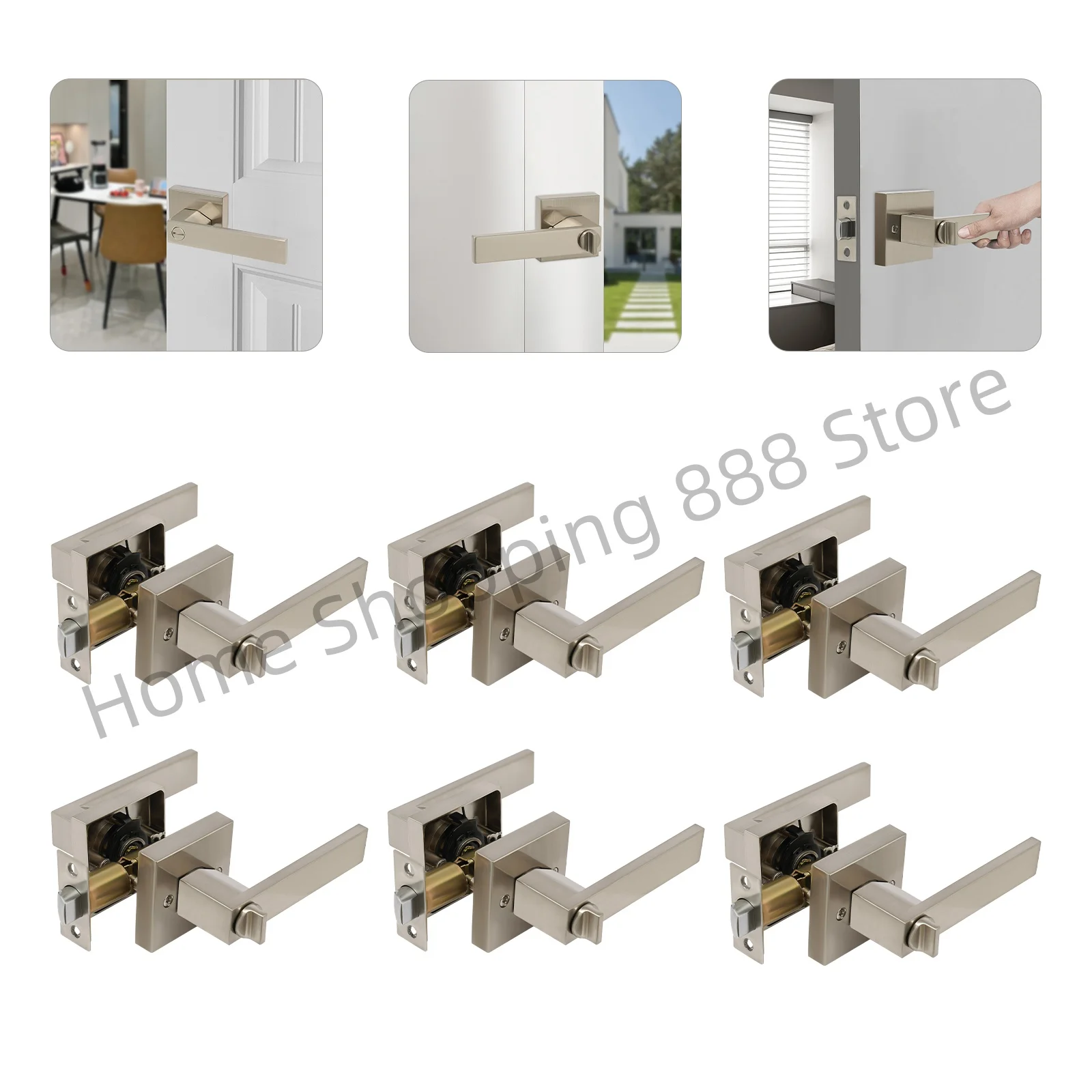 

Комплект из 6 матового никеля/матового черного цвета, дверные ручки, замки для конфиденциальности, дверные рычаги для спальни, ванной комнаты, прицепа