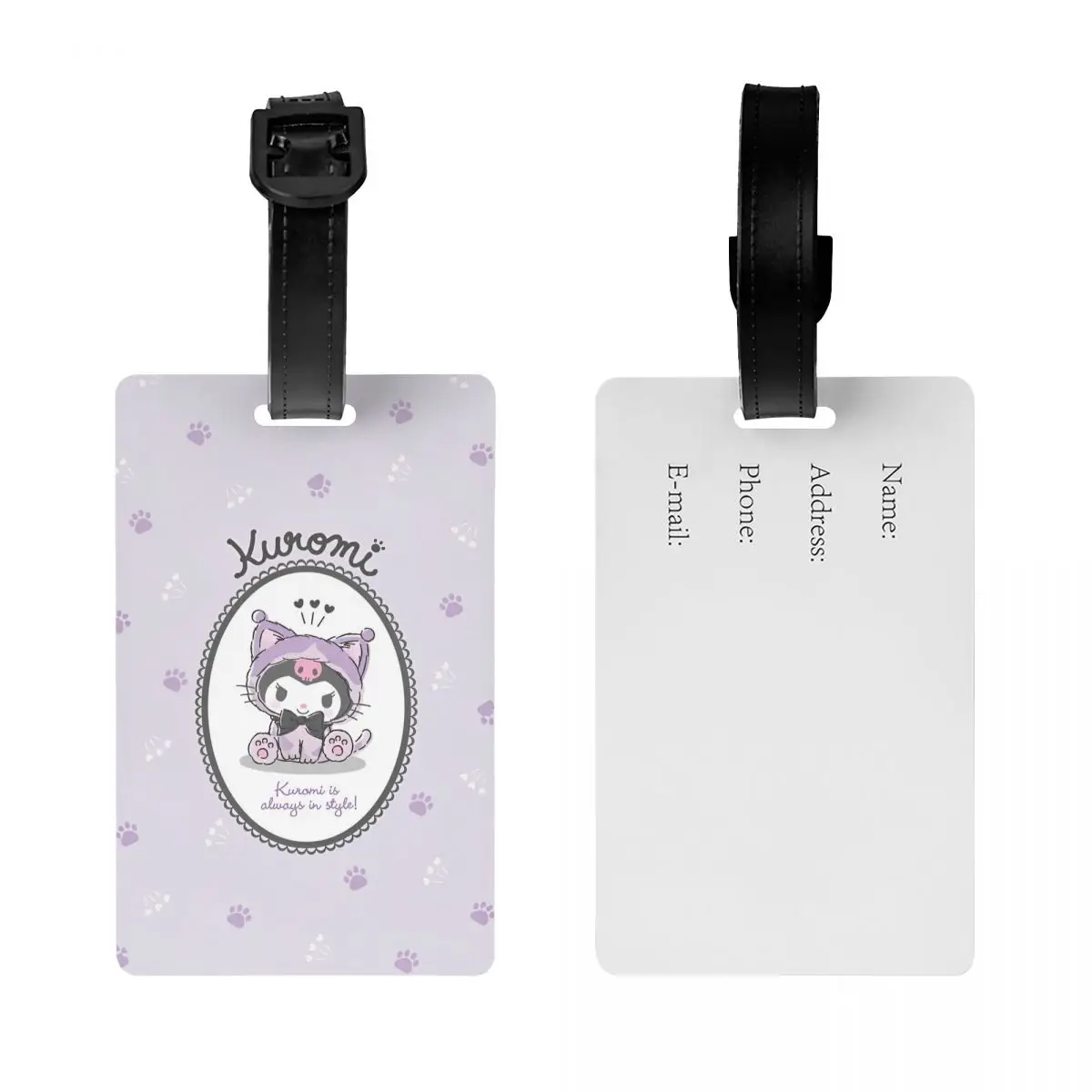 Sanrio Kuromi Schattige Cartoon Bagagelabel Koffer Reisaccessoires Houder Bagagelabels Bagagetasje Tags ID-Adres