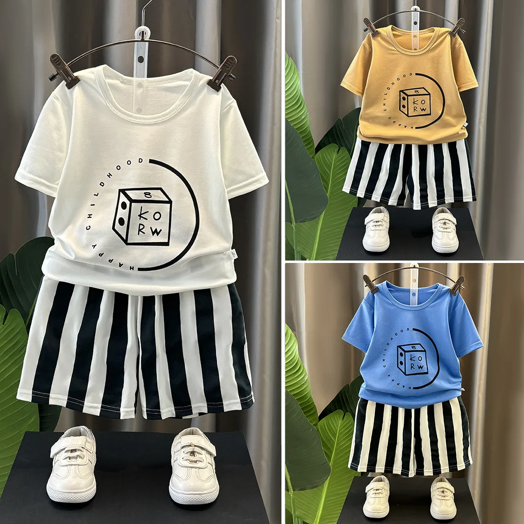 

Fashion Kids Clothes Boys Sets Top Shorts 2PCS Soft Summer Children Baby Cloths T-shirt Shorts Toddler Suit