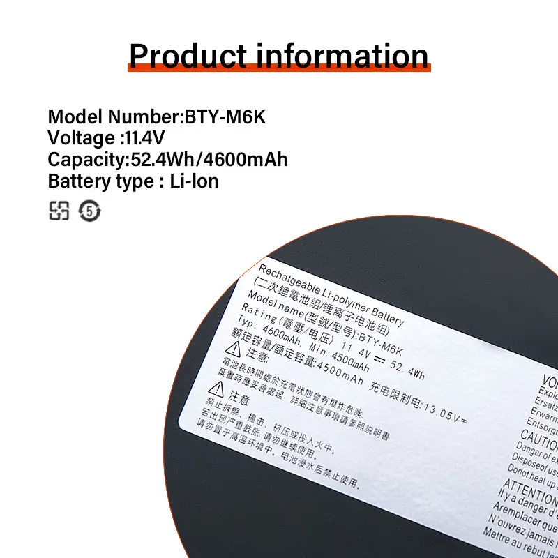 BTY-M6K batteria per Laptop per MSI MS-17B4 MS-16K3 GF63 sottile 8RD 8RC GF75 sottile 3RD 8RC 9SC GF65 sottile 9SE/SX sottile 10SDR