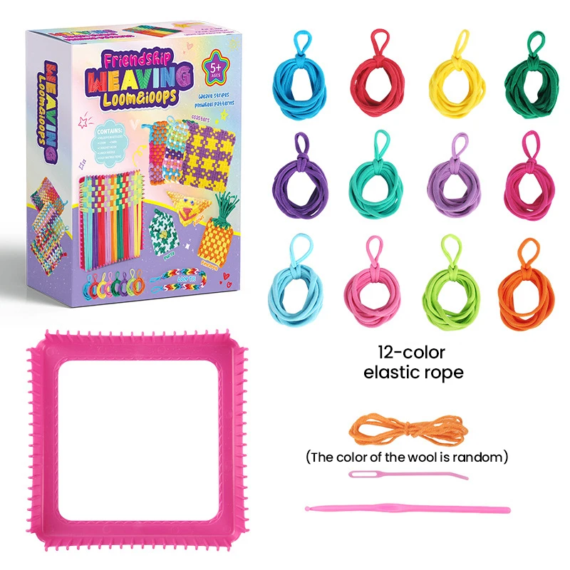 Webstuhl-Set, Spielzeug für Kinder und Erwachsene, handgefertigt, elastische Seilschlaufen, Zubehör, DIY, gewebte Schnur, geflochtene Schlaufen, Mädchen-Geburtstagsgeschenke