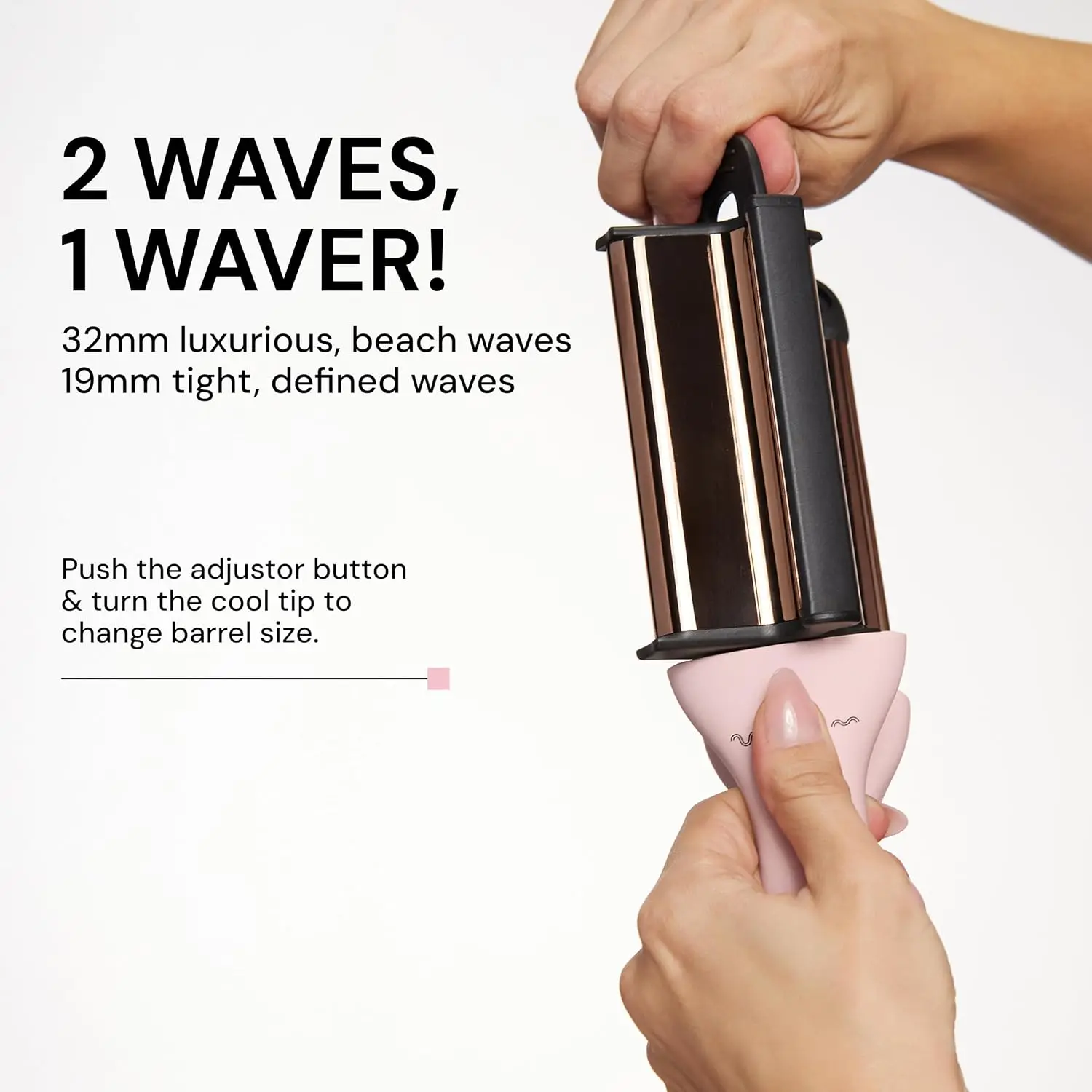 2-in-1 Adjustable Titanium Hair Waver & Crimper, 19mm & 32mm Barrels, Beach Waves & Defined Crimps, Dual Voltage - view 3