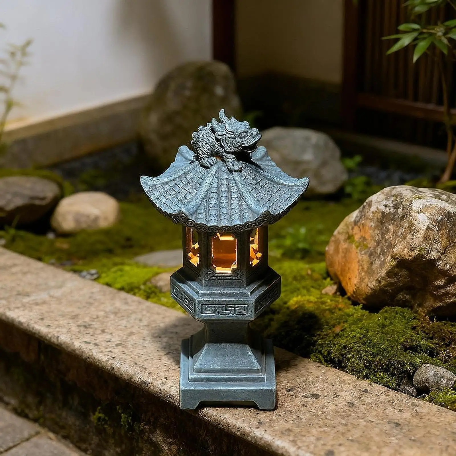 Solar Pagoda Lantern with Lantern Garden Statue Pagoda Garden Decor Garden Lantern for Porch