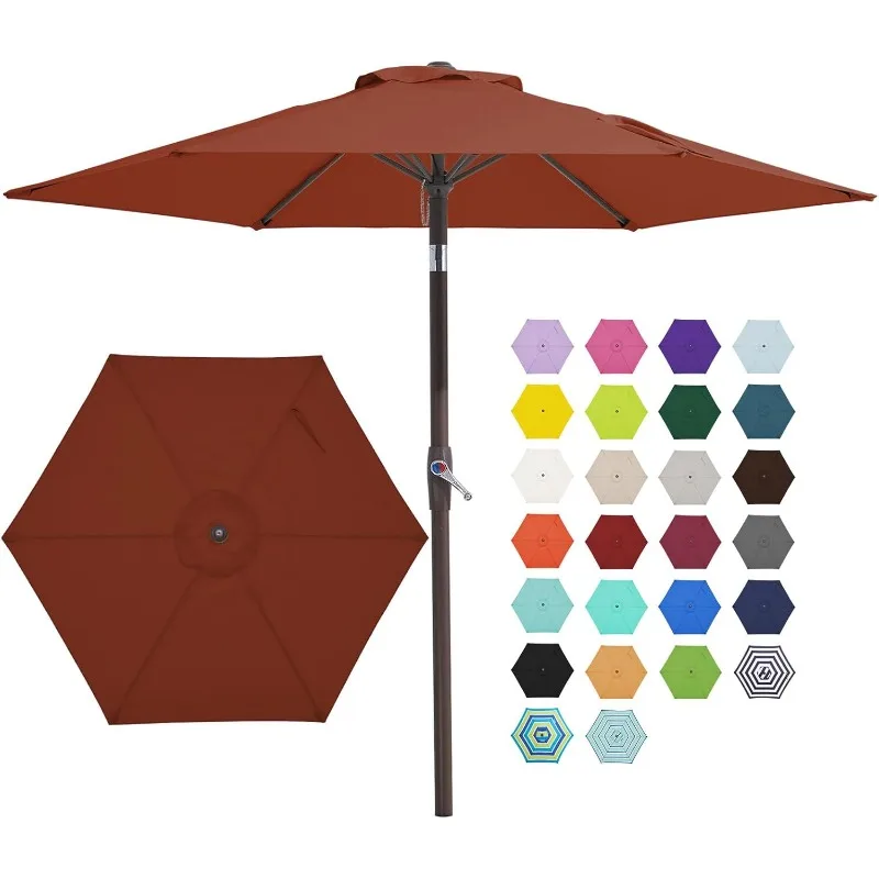 

7.5FT Patio Umbrella Market Table Umbrella with 6 Sturdy Ribs, Push Button Tilt/Crank Outdoor Umbrella for Garden