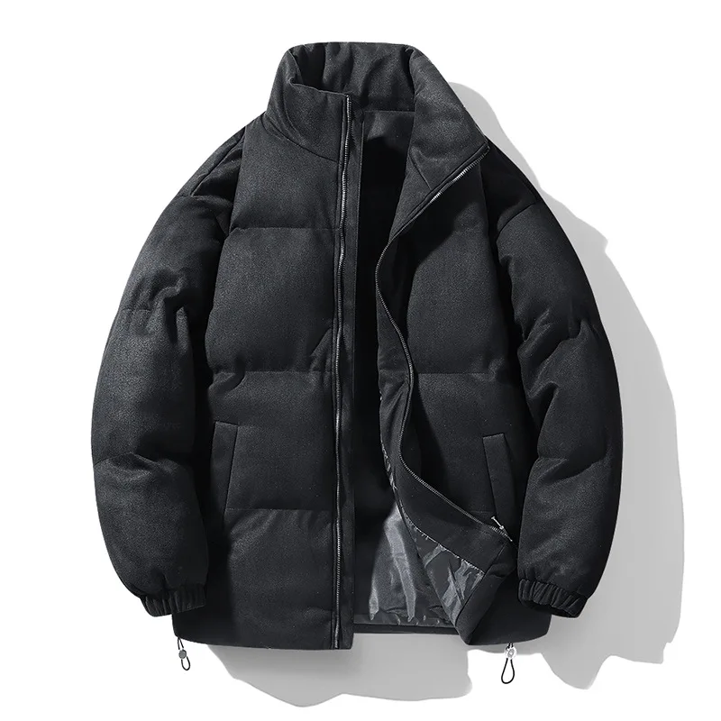 Men's Stand Collar Casual Simple Basic Trendy Loose Zipper Suede Quilted Jacket Winter New Fashion Male Clothes Parkas Coats Top