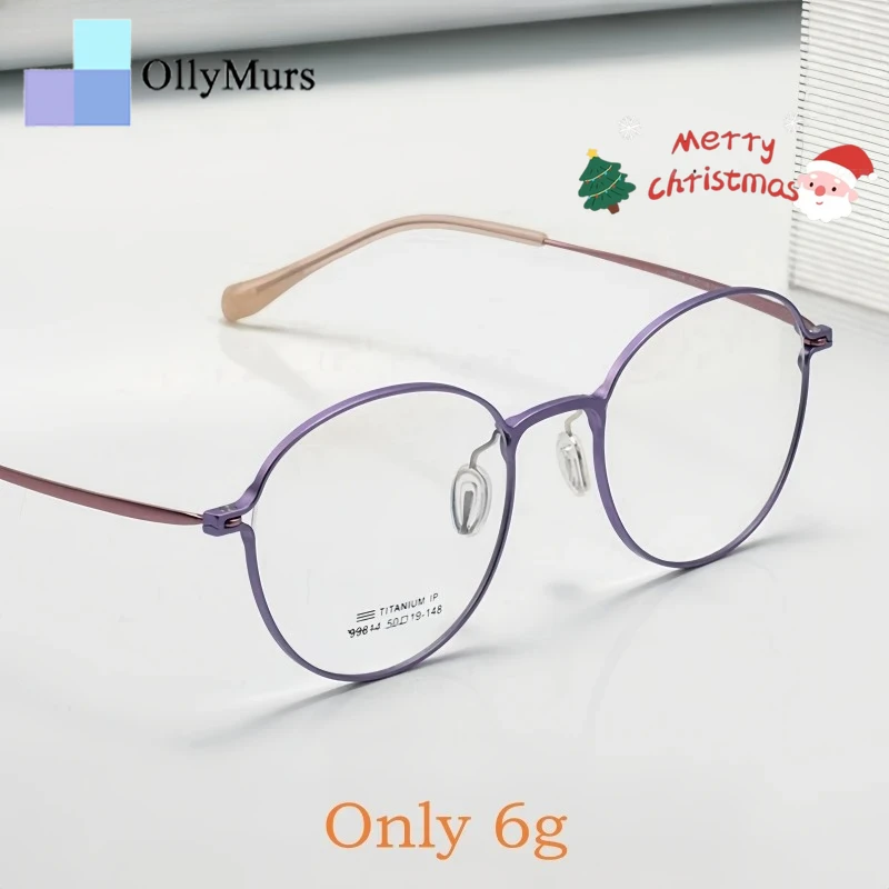 

OLLYMURS Ретро круглая оправа для очков по рецепту женские сверхлегкие оптические очки из титанового сплава с маленьким лицом оптические оправы