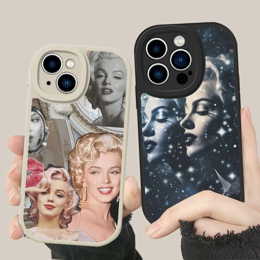 M-Marilyn M-Monroes Phone Case Hard Leather For iPhone 16 15 14 13 12 Mini 11 14 Pro Max Xs X Xr 7 8 Plus Fundas