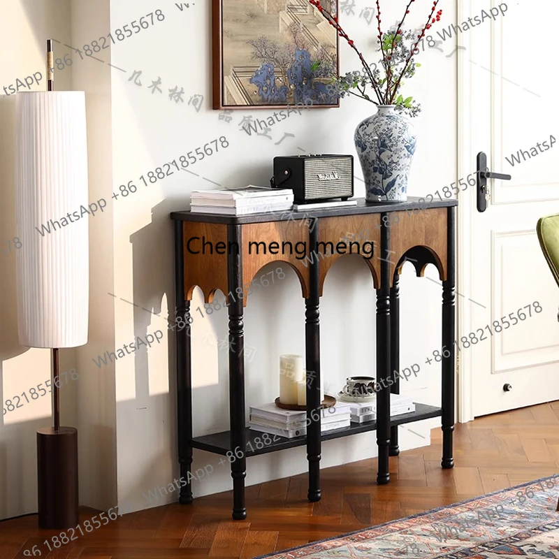 

all-solid wood entrance table, entrance cabinet against the wall, small apartment, medieval style living room partition cabinet