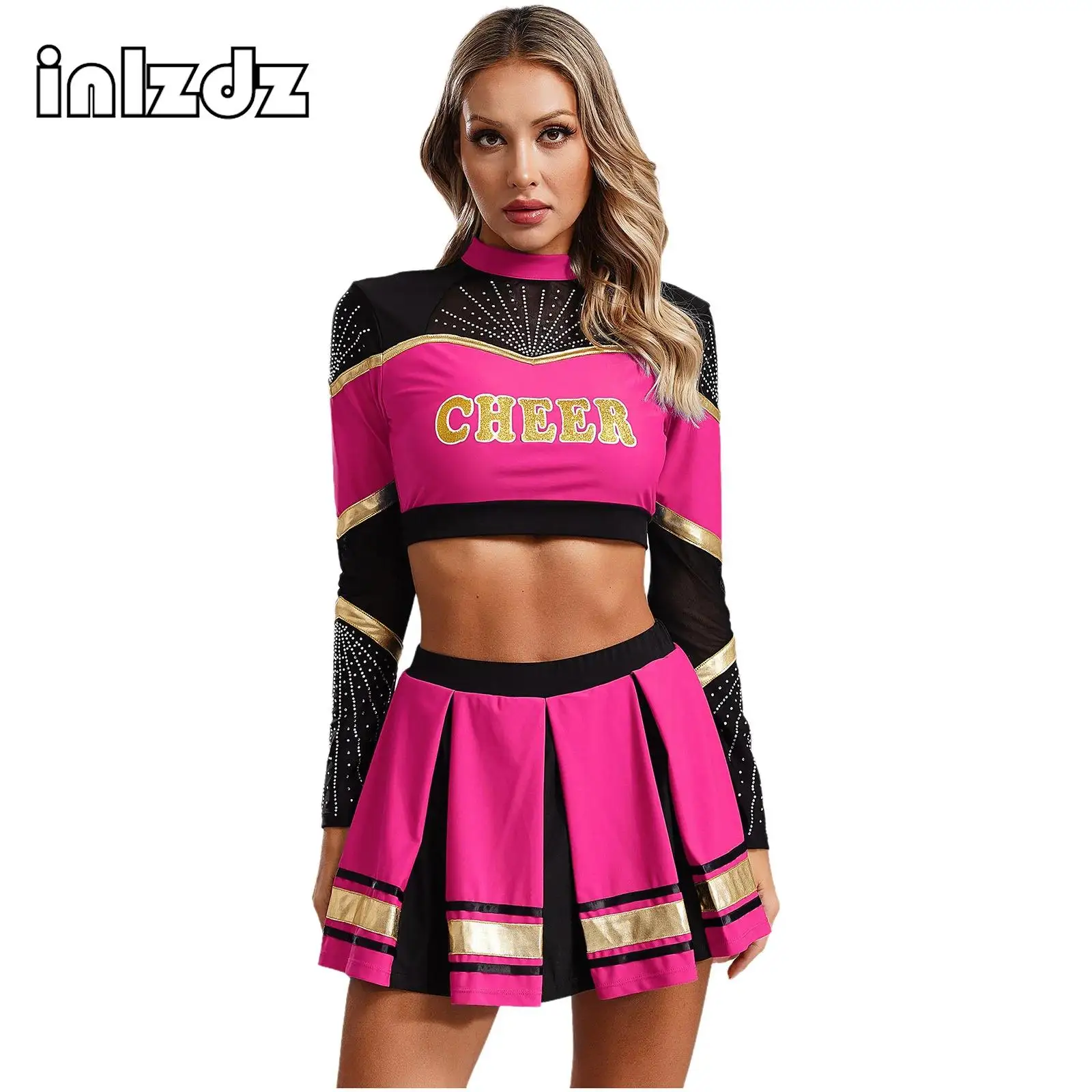 

Sexy Baby Cheerleading Costumes for Ball Games Girl Cheerleading Uniforms Performance Top and Mini Pleated Skirt Soccer Uniforms