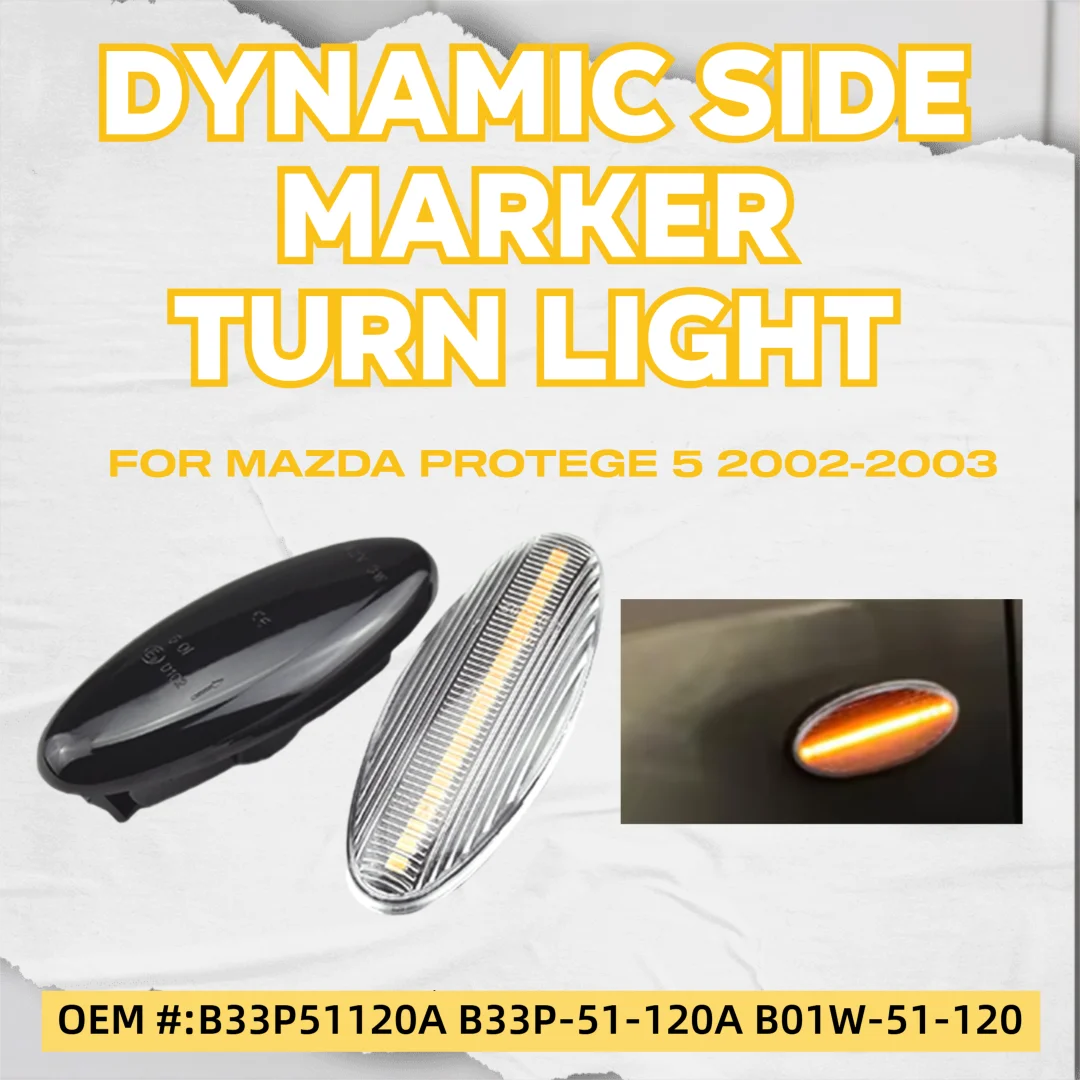 2pcs LED Side Marker Lights for Mazda Tribute Protege 2001-2006 with Dynamic Sequential Blinker Upgrade Kit Turn Signal Lights