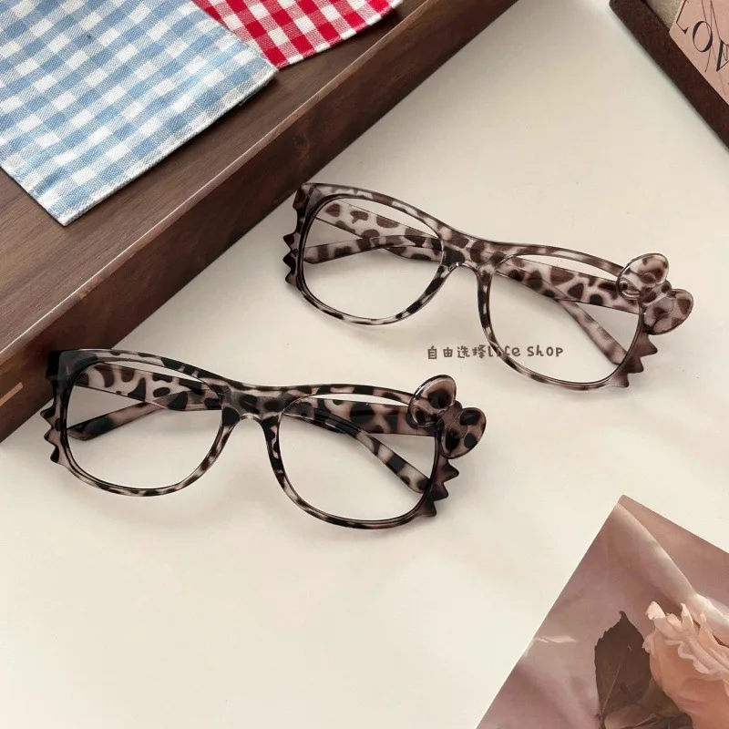 Kawaii Leopard Print Eyeglass frame Accessories Cute Beauty Cartoon Anime Y2K Vintage Eyeglass frame Toys for Girls Gifts