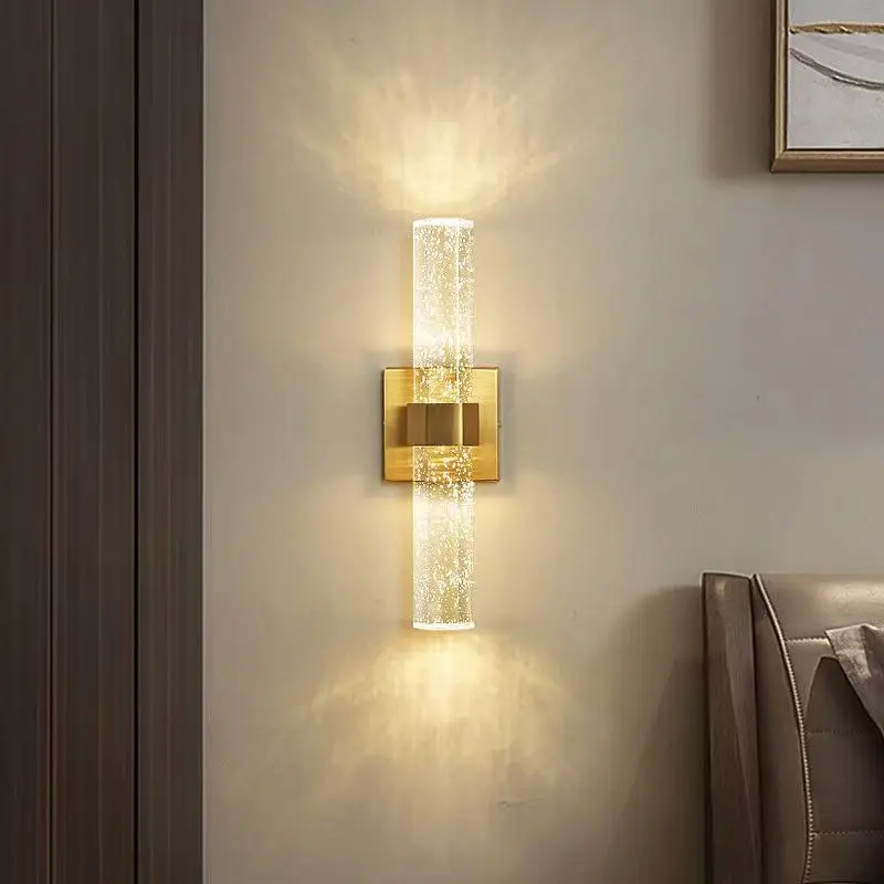 

New Style Living Room Crystal Wall Lamp Bedroom Background Wall Simple Post-Modern Hallway Bedside Wiring Wall Lamp