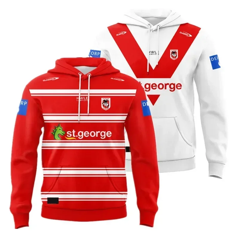 

Customization 2024 St George Illawarra Dragons Hoodie Hat Home / Away Rugby Jersey - Mens Size: S-5XL （Print Custom Name Number）