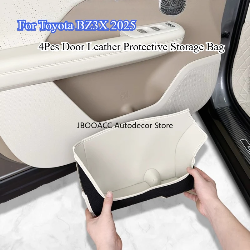 

For Toyota BZ3X‌ 2025 4Pcs Car Door Storage Slot Pad Leather Protective Storage Bag Dustproof Organizer Interior Stowing Tidying