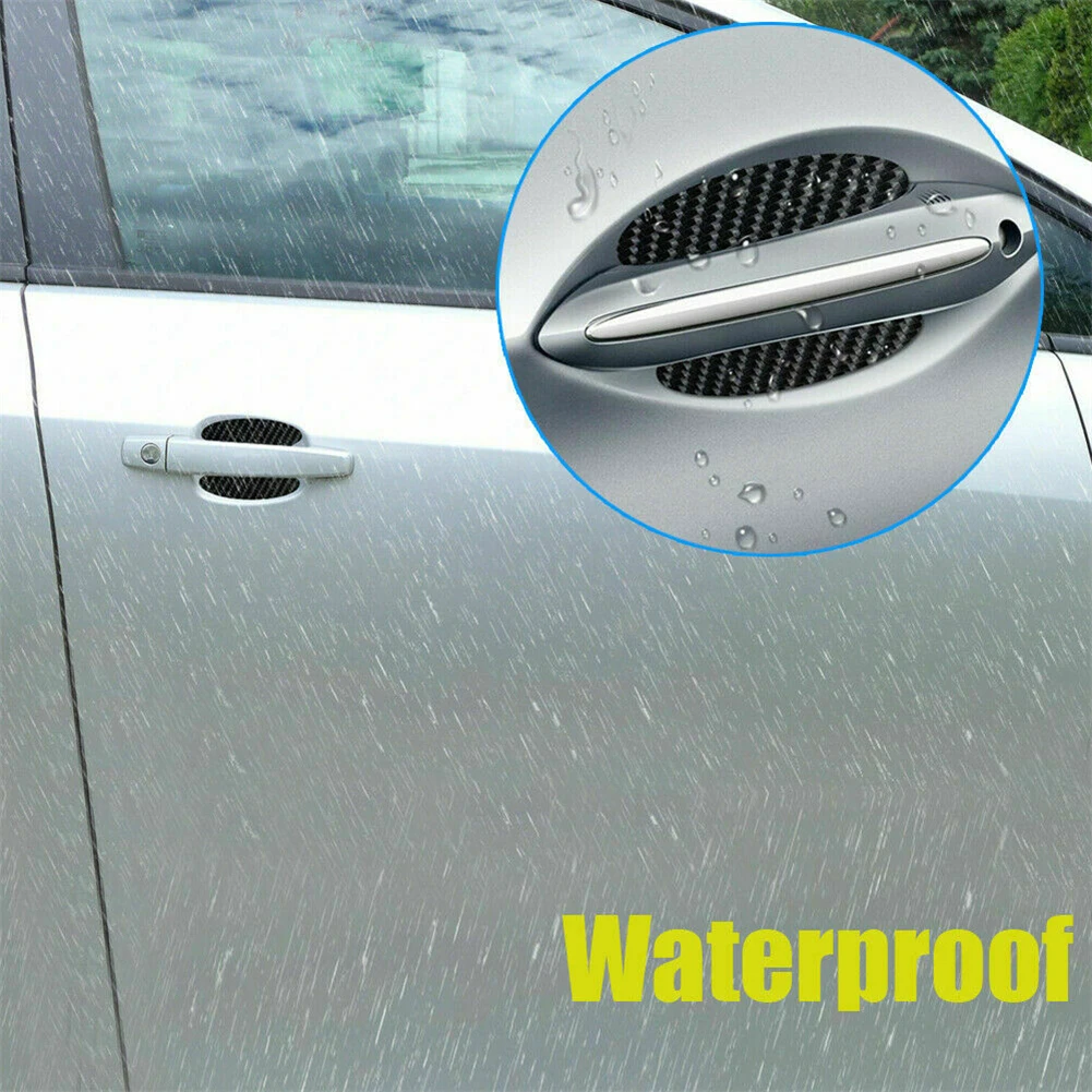 

Car Door Handle Stickers Accessories Film Stickers Waterproof Black Car Door Handle Carbon Fiber Vinyl Protector