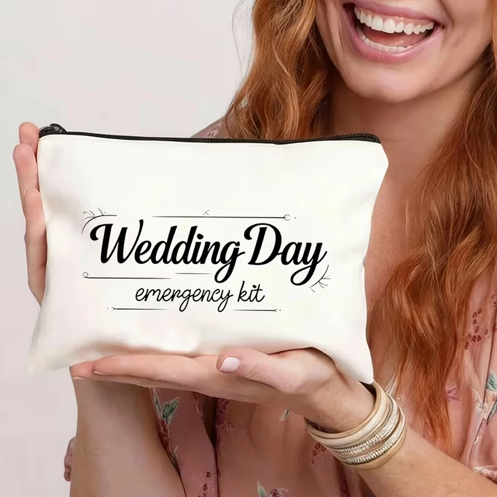 Bridal-Designed Wedding Makeup Bag - Personalized Portable Storage Bag with the Words 