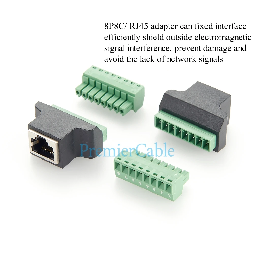 RJ45 8P8C Buchse auf 8-Pin-Schraubklemmenadapter RJ45 Ethernet lötfreie Klemmenleiste Verlängerungsstecker – Detail 2