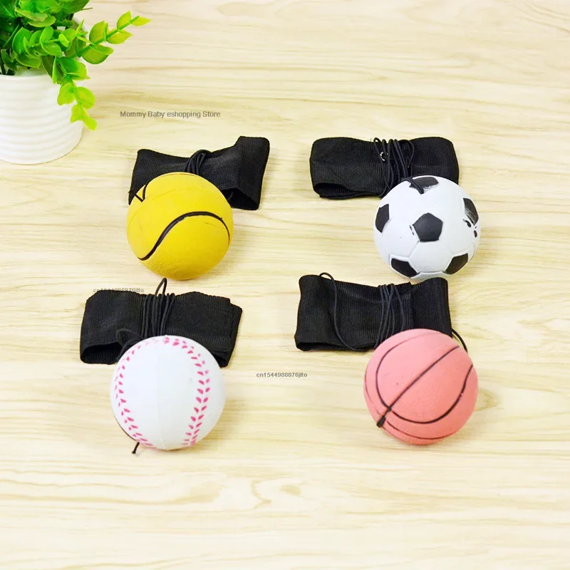 Wrist Return Ball Elasticity Rubber Ball for Wrist Exercise Hand Strengthening Outdoor Indoor Bouncy Ball Wristband Kids Toys