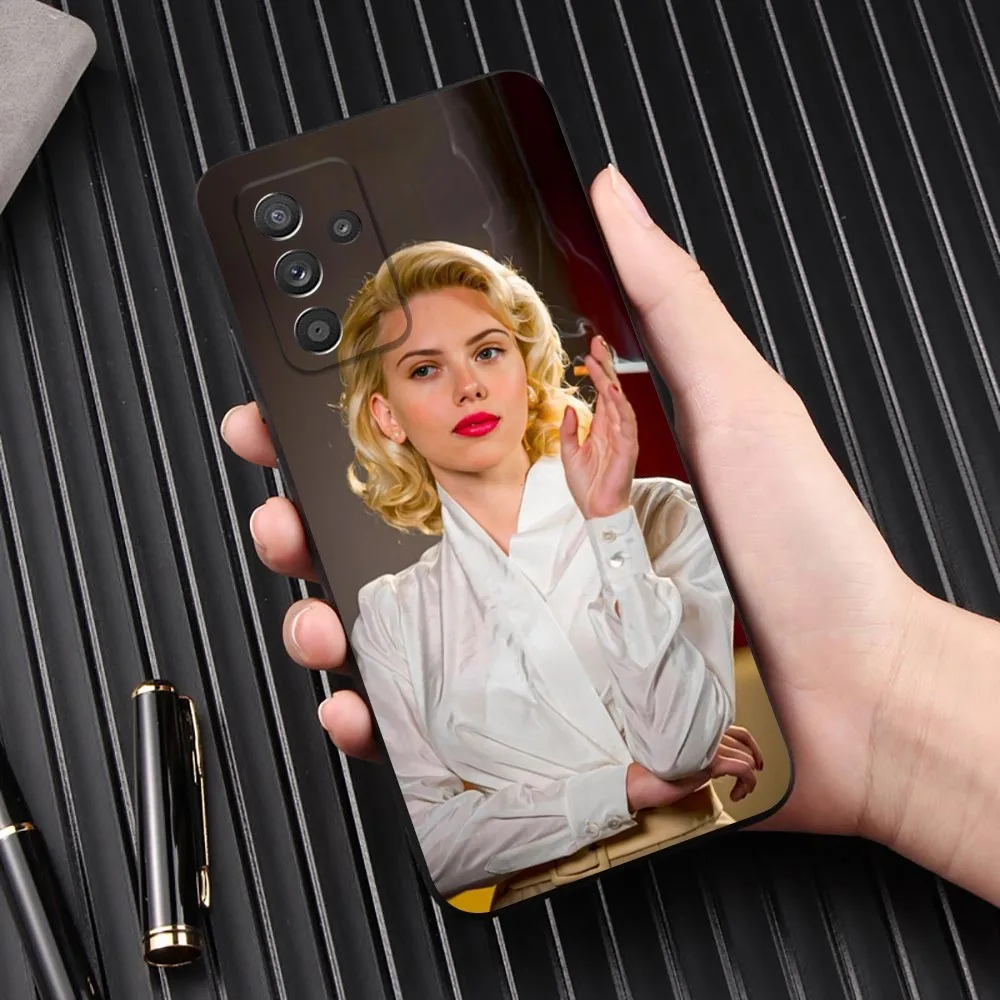 S-Scarlett Johansson Phone Case For Samsung Galaxy A13,A21s,A22,A31,A32,A52,A53,A71,A80,A91 Soft Black Phone Cover