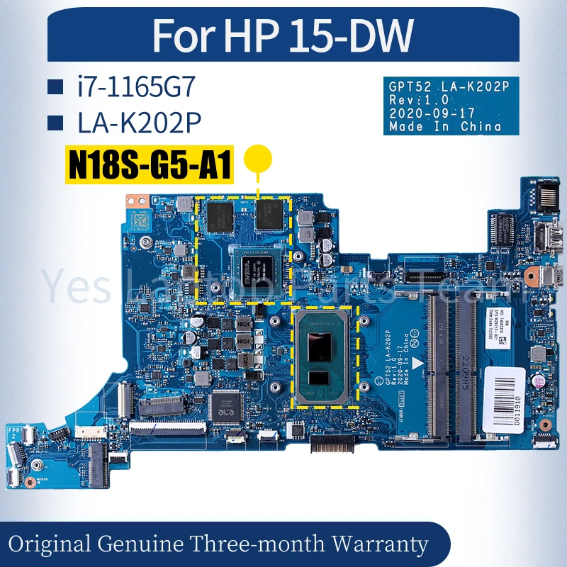 

LA-K202P For HP 15-DW Laptop Mainboard M29213-601 M29213-001 i7-1165G7 Notebook Motherboard