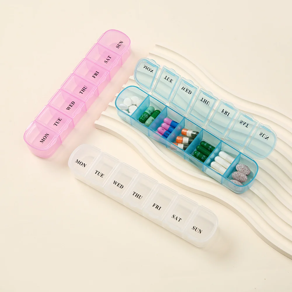 Nuevo Mini pastillero portátil semanal de 7 días y 7 rejillas, pastillero de viaje portátil para medicamentos, vitaminas y tabletas de aceite de pescado