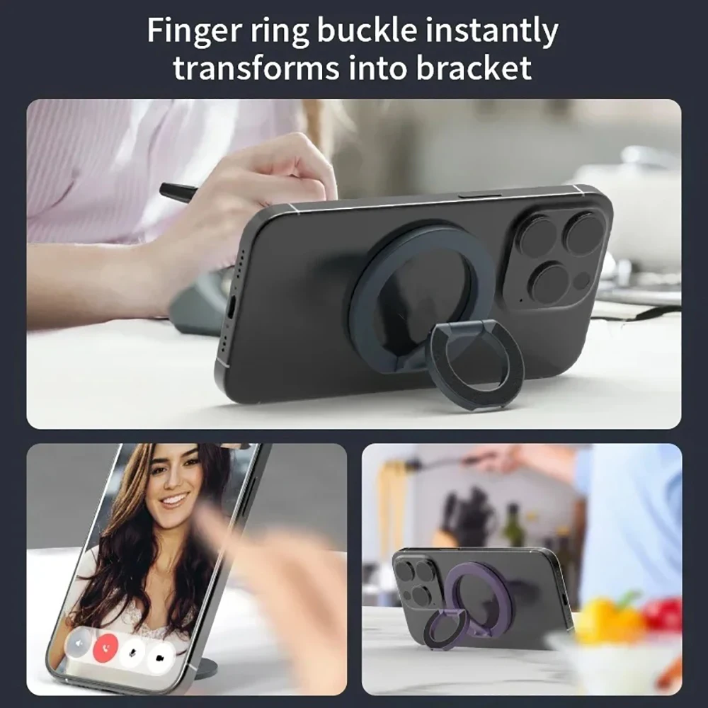 Magnetischer Telefon-Fingerringhalter, 360-Grad-Drehung, Handy-Ständer für MagSafe, Magnethalterung für iPhone 16 15 14 Samsung