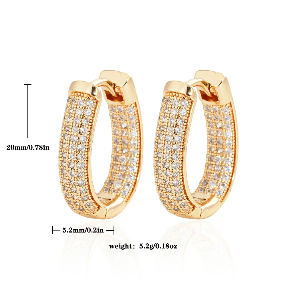 Shiny double inlaid zircon hoop earrings Female original design delicate elegant luxury fashion jewelry earrings