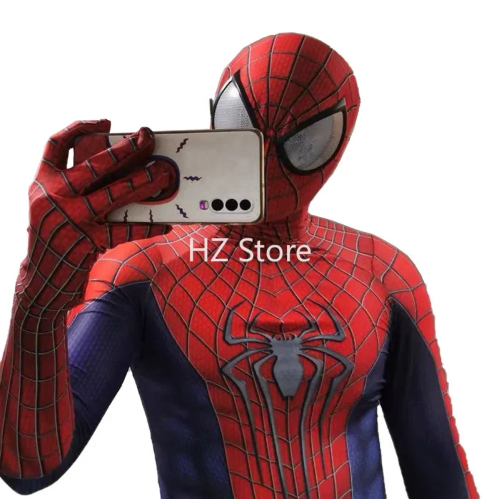 Marvel The Amazing Spider-Man 2 Halloween Cosplay Bodysuit with Mask Jumpsuit Superhero Costume Zentai Suit for Birthday Gift