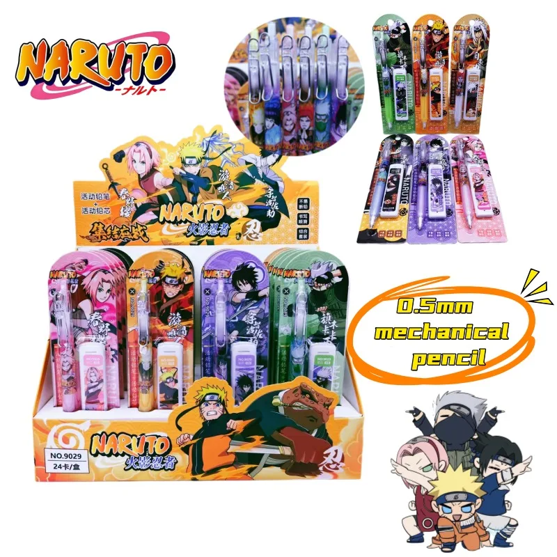 Naruto Uzumaki Sasuke Uchiha, Sakura Haruno Anime Design Mechanical Pencil Set Durable Click Pen Student Stationery Wholesale