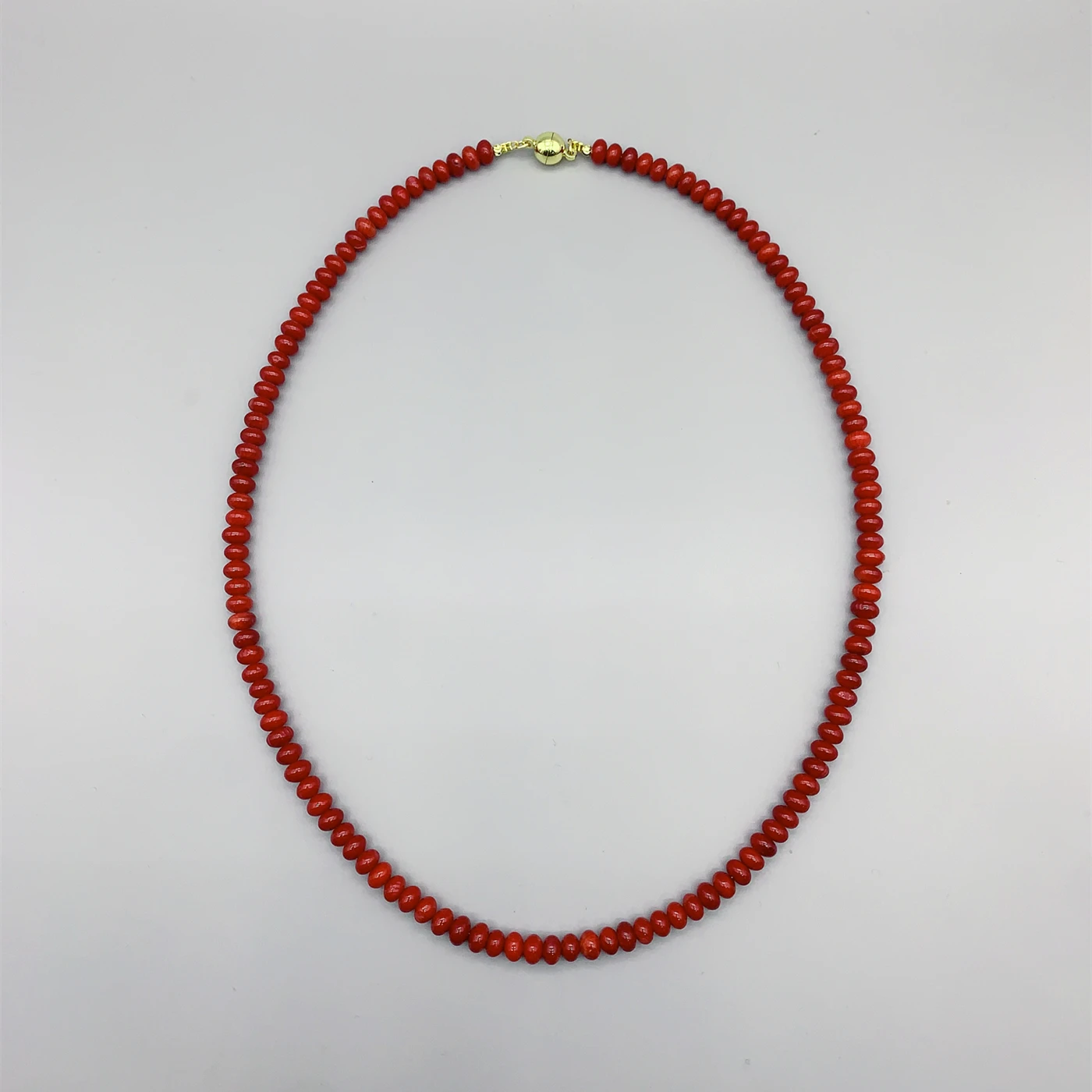 FoLisaUnique Rondelle Shape Red Coral Necklace For Women Stone Casual Jewelry