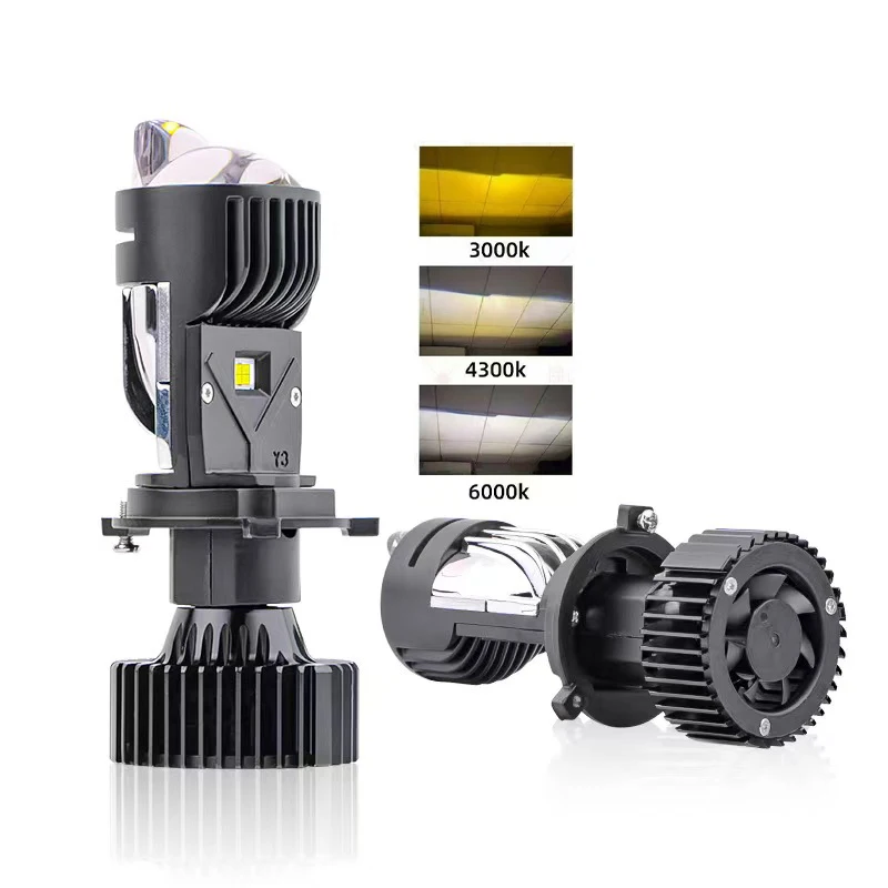 2個入り-h4-ledプロジェクターミニレンズ-オートh4-ledヘッドライトバルブキット-6000k-トリプルカラー一体型-130wターボファンカーライトランプ