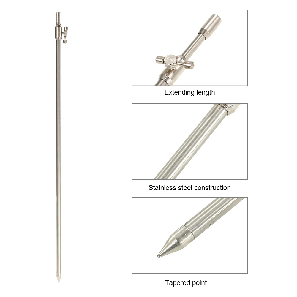 55-100cm Extending Stainless Steel Fishing Bankstick Adjustable Carp Fishing Bank Stick Fishing Rod Pod Rest for Bite Alarm