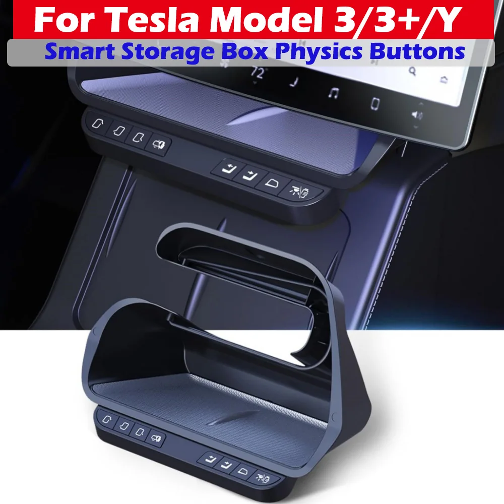 

Smart Storage Box Physics Buttons for Tesla Model 3/3+/Y 2021-2024, Center Control Screen Wireless Buttons For Car Door Seat