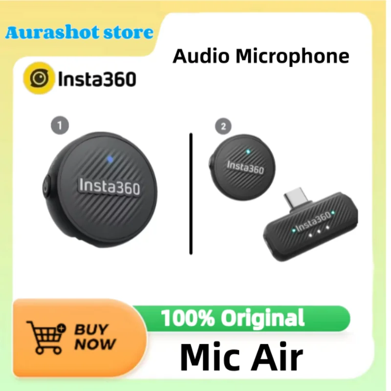 Insta360 Mic Air Mini 7.9g 48kHz Magnetic Transmitter Audio Microphone For Insta 360 X5 X4 Air Ace Pro 2 Original Accessory