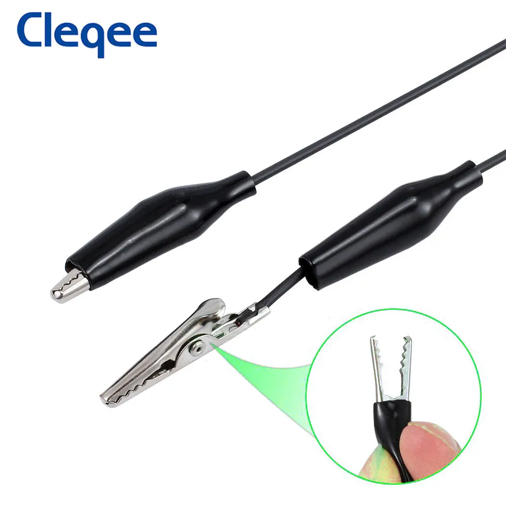 Cleqee P1025 10 قطعة مقاطع التمساح المزدوج اختبار الرصاص عدة مزدوجة نهاية التمساح كليب الكهربائية لتقوم بها بنفسك كابل 50 سنتيمتر سلك