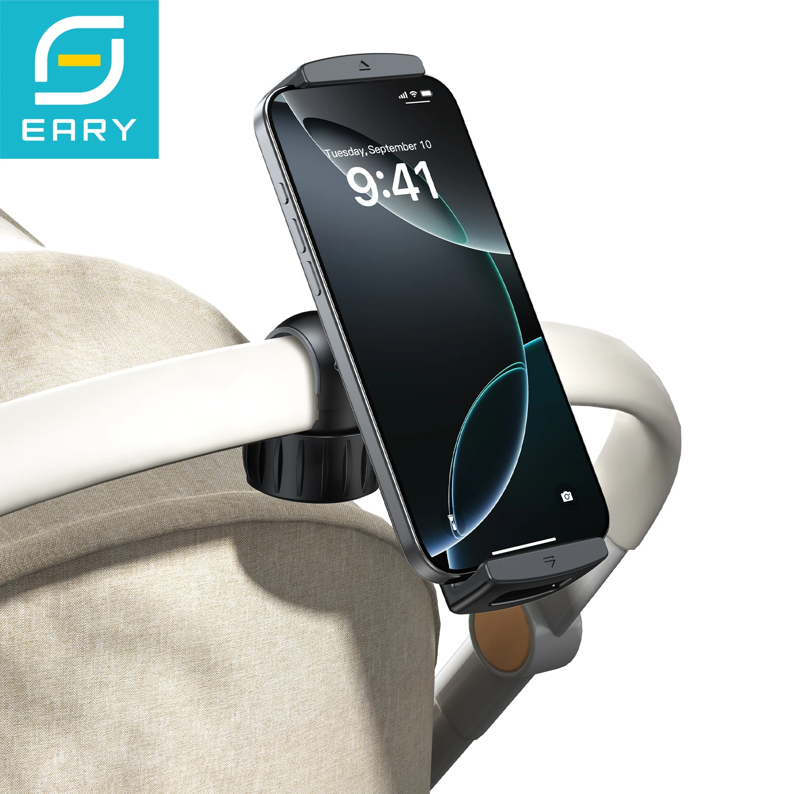 

Eary Portable Clip Phone Holder Stand Mount for Baby Stroller 360 Rotate Compatible With 4.7-12.9"inch Fit For E-Bike Motorcycle