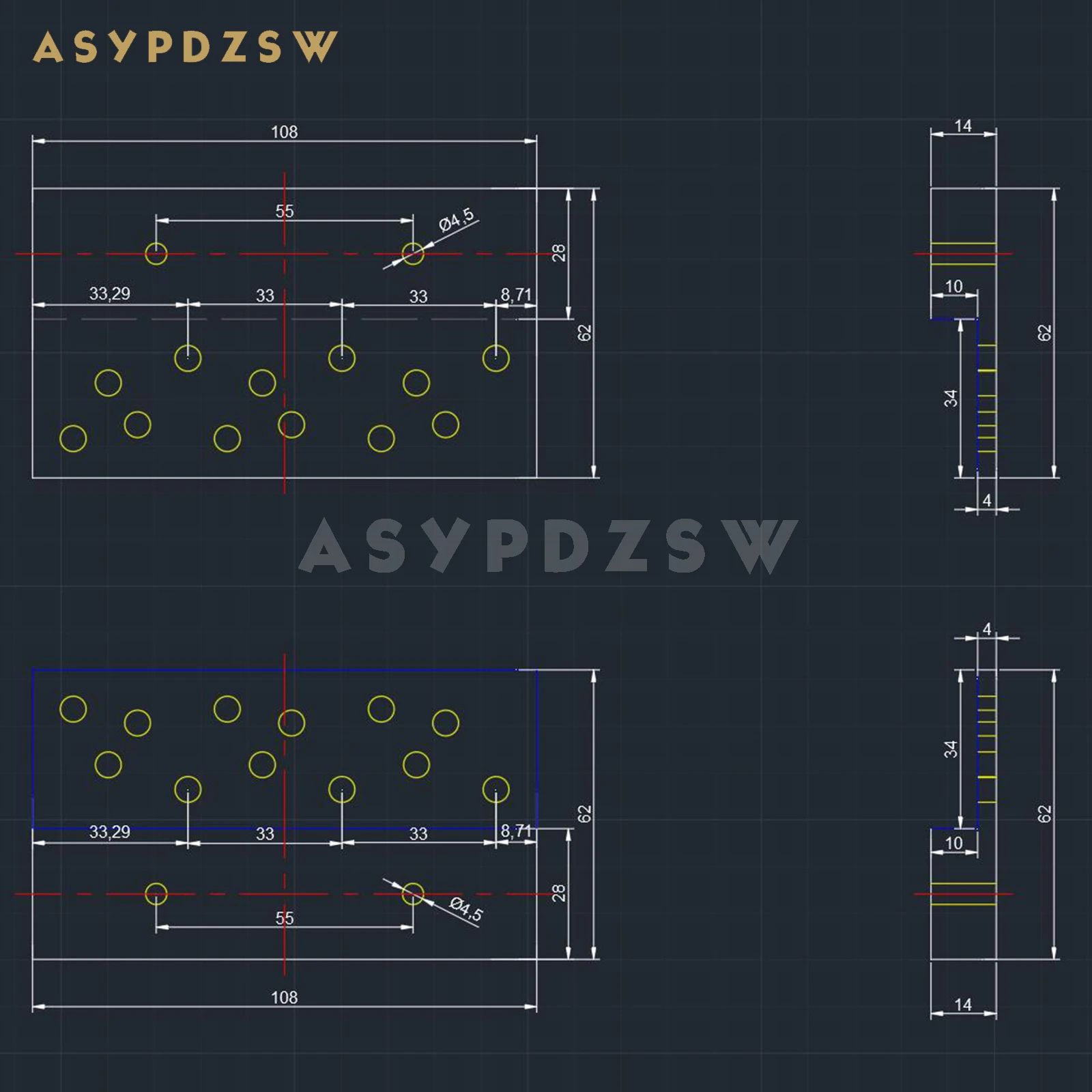 4PCS Gold sealed tube Customized Special Thermal Conductive Heat For ASYPDZSW KSA100-MKII Power amplifier Type-F angle aluminum