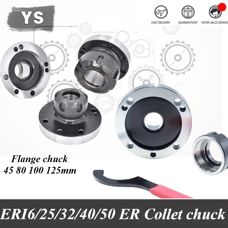 

45/80/100mm/125mm Diameter Collet Chuck High Accuracy Carbon Steel Fixing Chuck Holder ER Collet Chuck ER16 ER20 ER25 ER32 ER40
