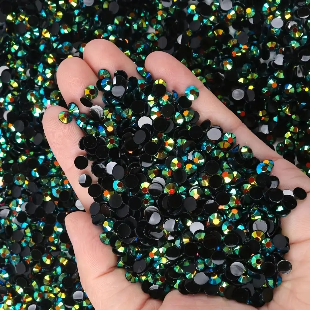 Cristal 6000 piezas de diamantes de imitación de resina de gelatina, perfecto para bricolaje, negro transparente, tazas, botellas, gafas, disfraces, fundas para teléfono y manicura