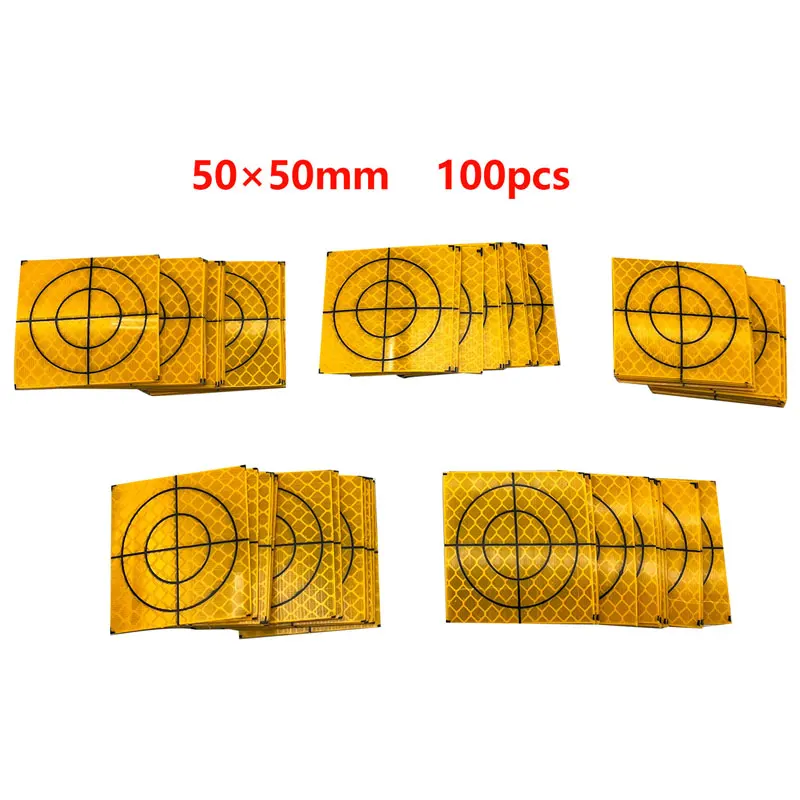 

100 PCS 50X50mm Yellow color Reflector Sheet For surveying Reflective Tape Target Total Station