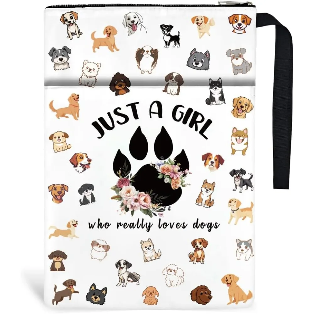 

1 шт., чехлы для книг с милой собакой, 34 см (13,4 дюйма), x 24 см (9,45 дюйма), полиэстеровые чехлы для книг, передний карман, подарок на день рождения для учителей