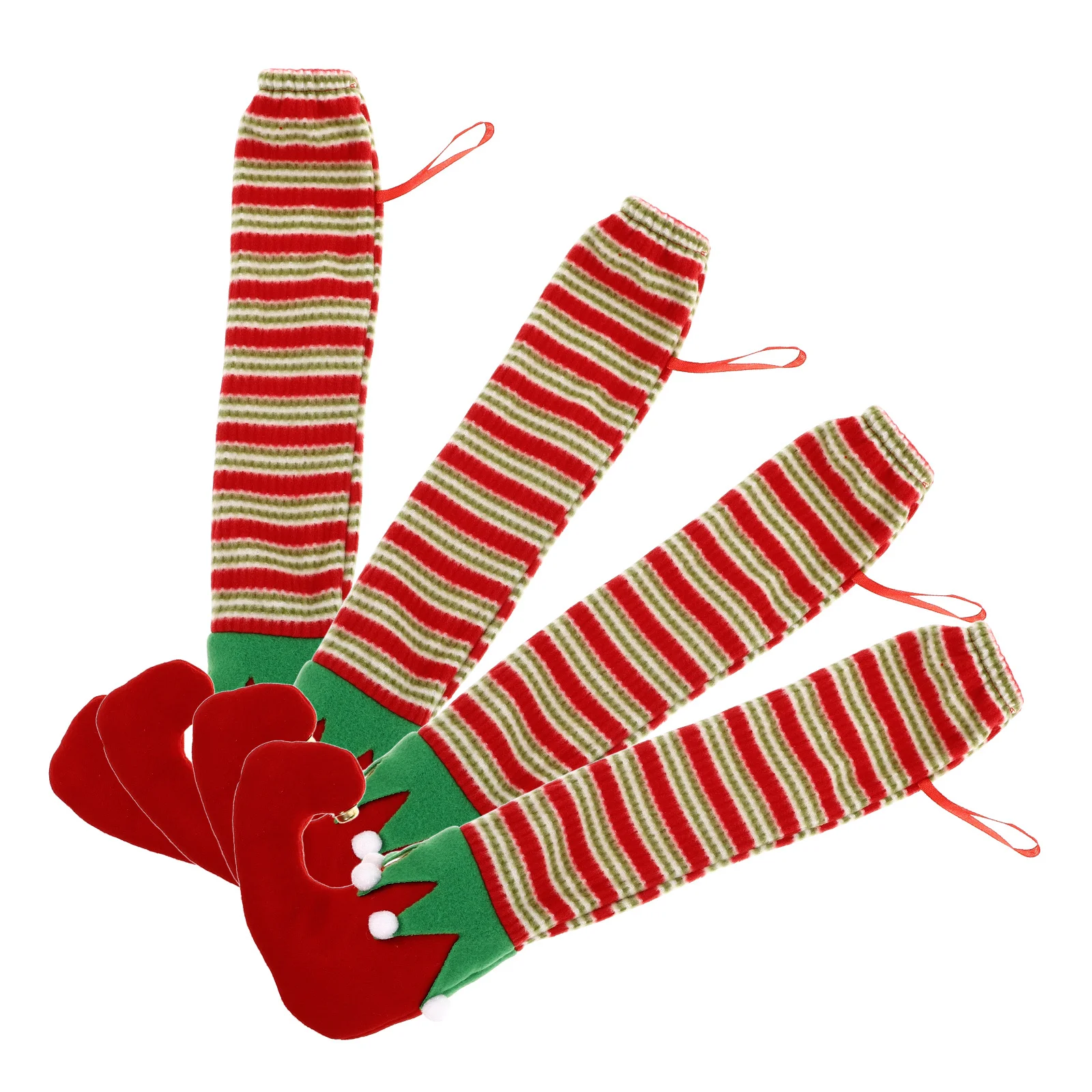 

4Pcs Festive Chair Leg Protectors Soft Fabric Easy Install Santa Table Socks Holiday Decoration Xmas Party Decor