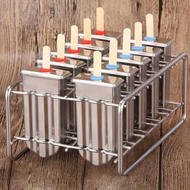 قالب آيس كريم من الفولاذ المقاوم للصدأ ، قالب مصاصة ، 10 قوالب ، آيس كريم محلي الصنع ، منزلي