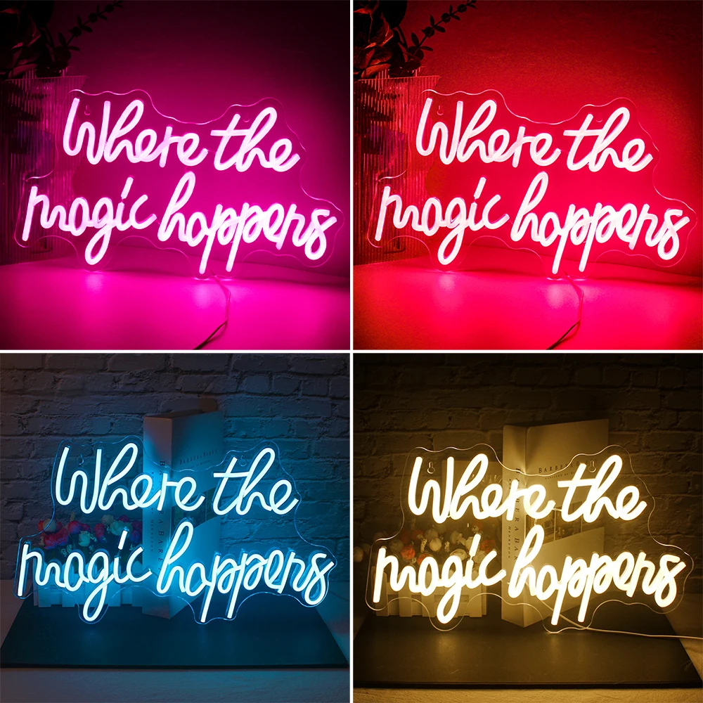 Where The Magic Happens Neon Light LED Sign Glow Sign Decoration Supply Letter Interior Wedding Birthday Party Bar Men's Cave