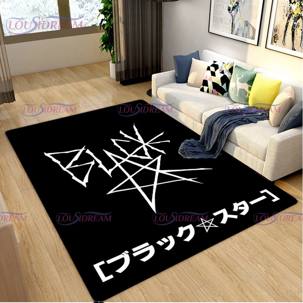 Anime Soul Eater 3D Print Area Rugs for Boys Girls Kids Baby Bedroom Non-Slip Home Decor Black Stars Carpets Sofa Floor Mat