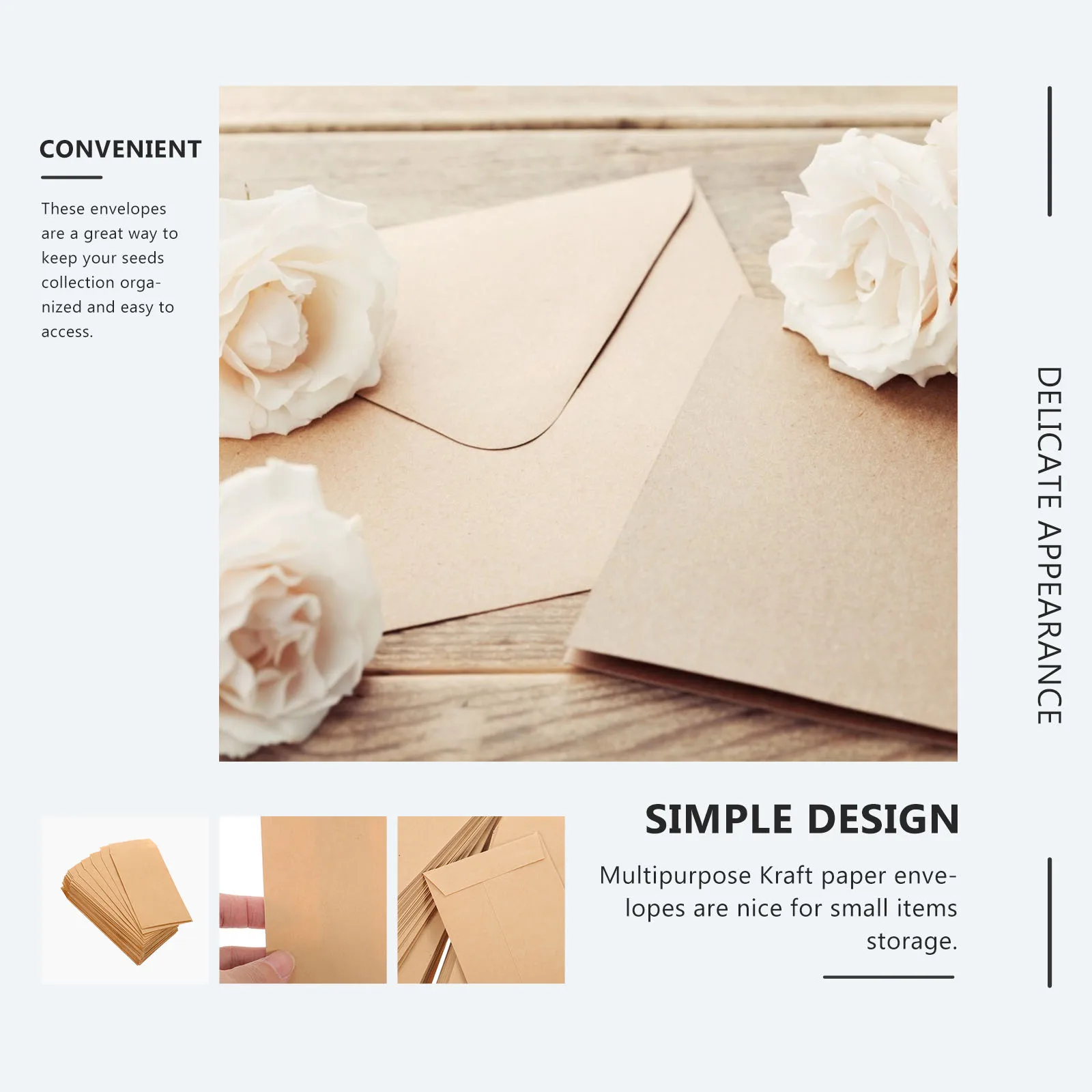 100pcs Seed Small Kraft Envelopes For Coins Gift Cards Money Storage Mini Envelopes Gardeners Collectors Organizing