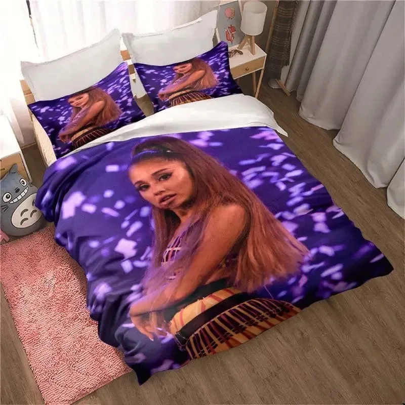 Ariana Grande funda nórdica funda de almohada juego de cama Rock Star adulto niño niña decoración de dormitorio regalo individual doble tamaño grande